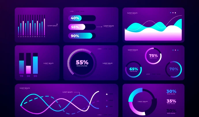 Modern tech dashboard interface with data analytics for business solutions